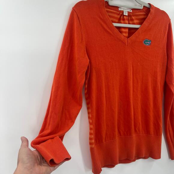 Cutter & Buck Gators Men Sweater Sz S Orange Stripe Preppy Tailgate Florida Fall - Picture 3 of 16